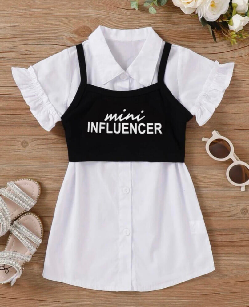 Σετ πουκαμίσα και crop top “Mini influencer”