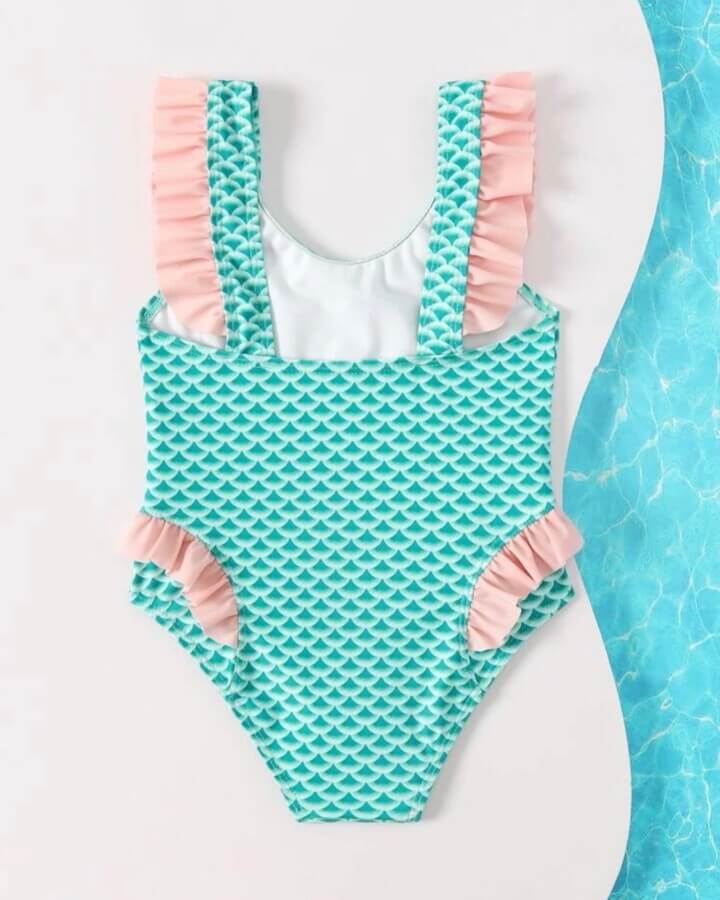 Mermaid μαγιό τιρκουάζ με φραμπαλάδες