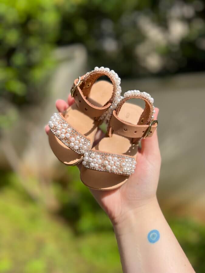 Pearl Crystal χειροποίητα παιδικά σανδάλια