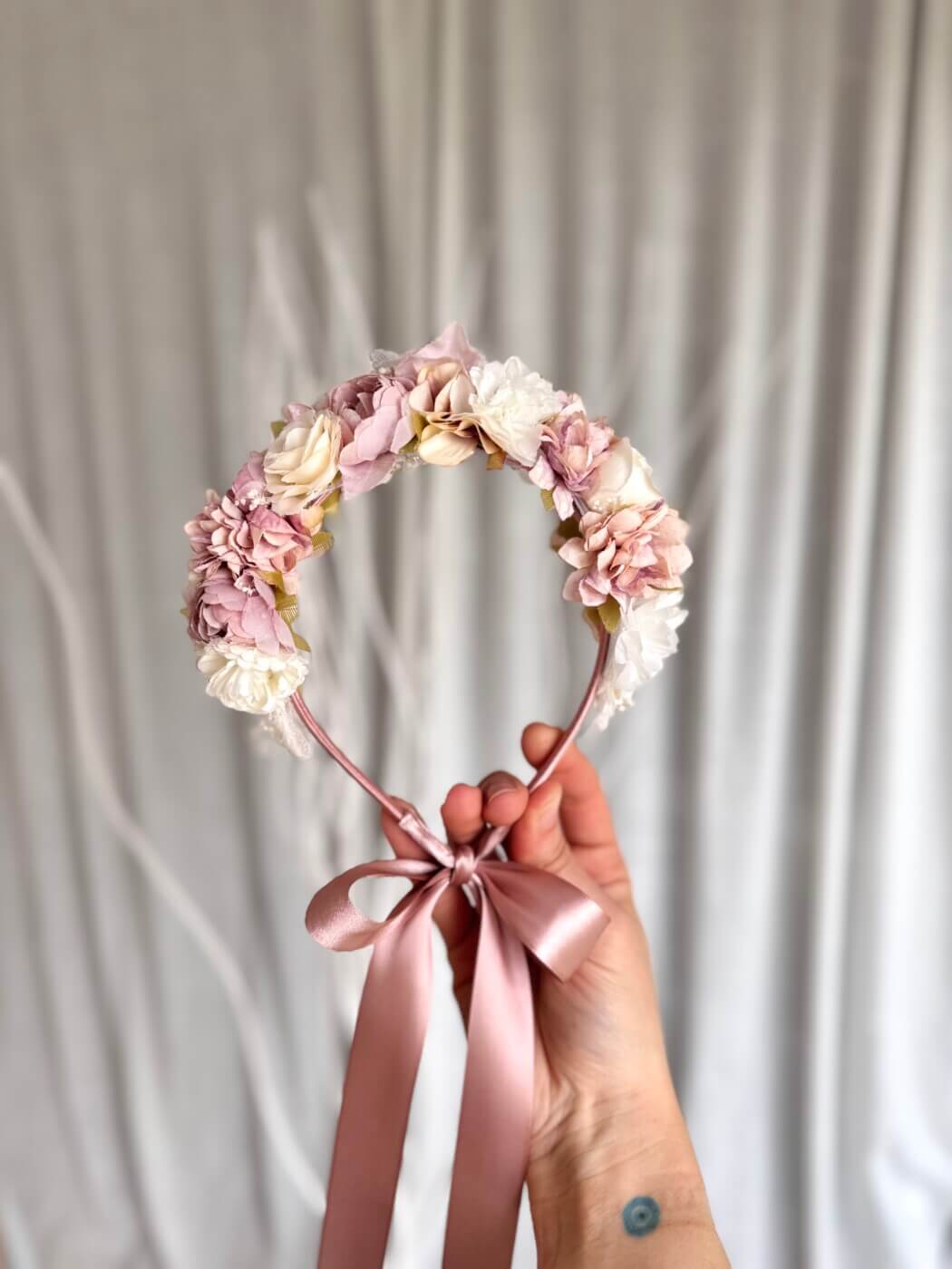 Dusty pink χειροποίητη flower crown