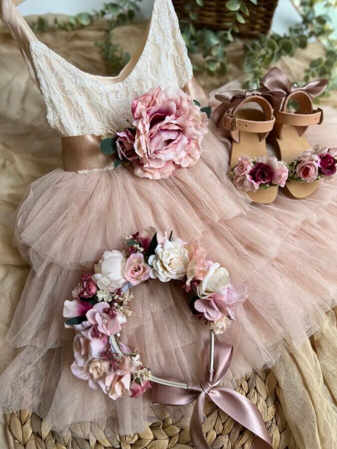 Vintage rose flower crown χειροποίητη στέκα