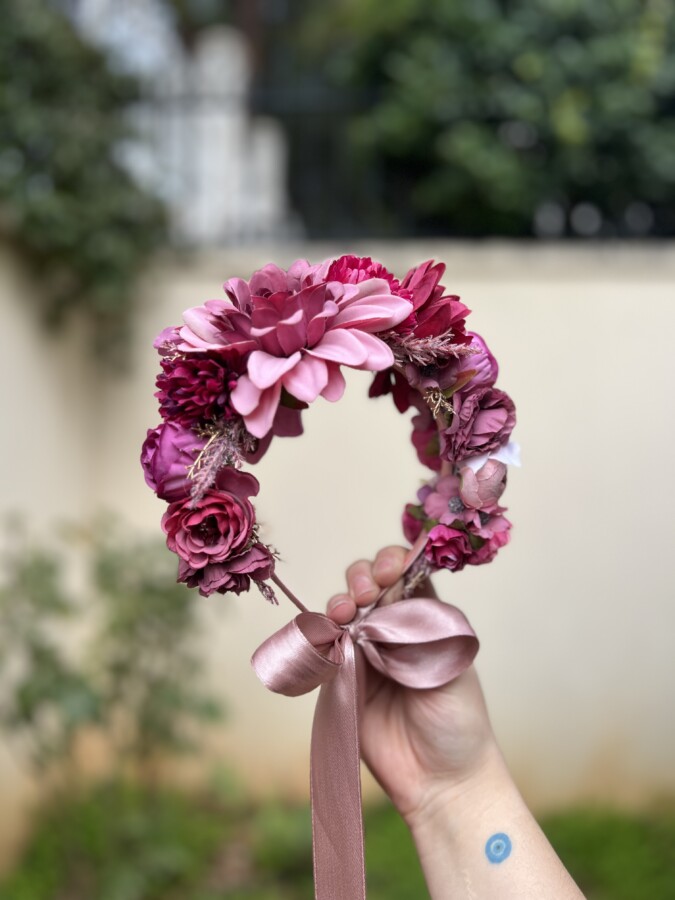Magenta χειροποίητη flower crown