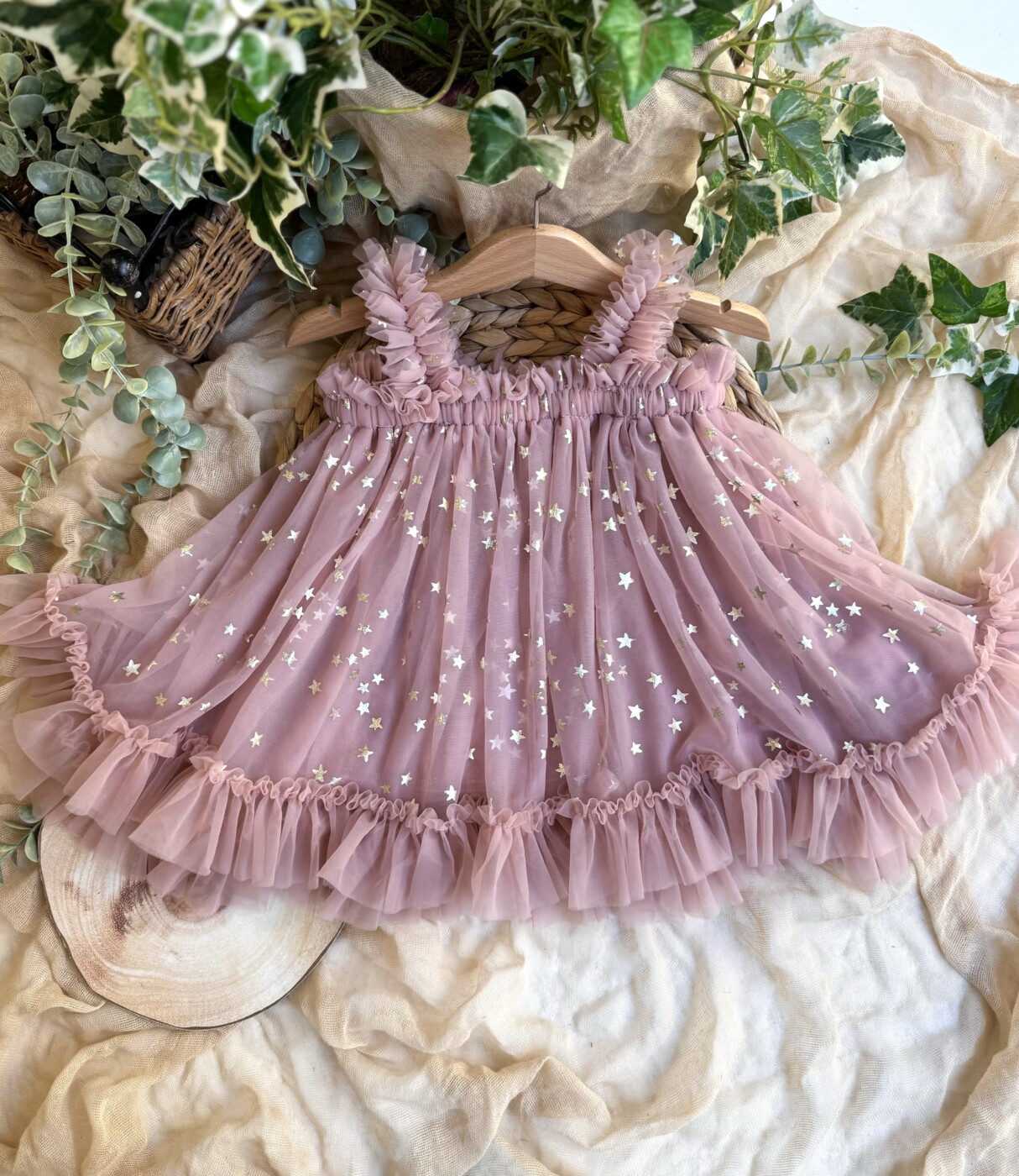 “Shiny star” dusty pink τούλινο φορεματάκι