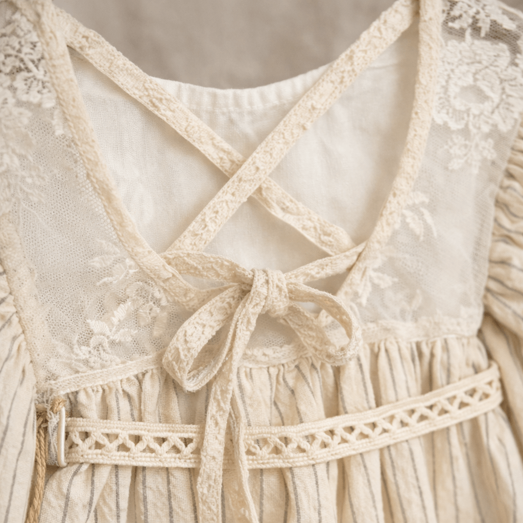 Boho λινό κορμάκι με μακρύ μανίκι και χιαστί πλάτη